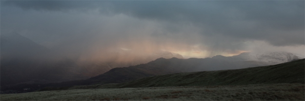 Dawn breaks over Snowdon's north west ridge, December 2014